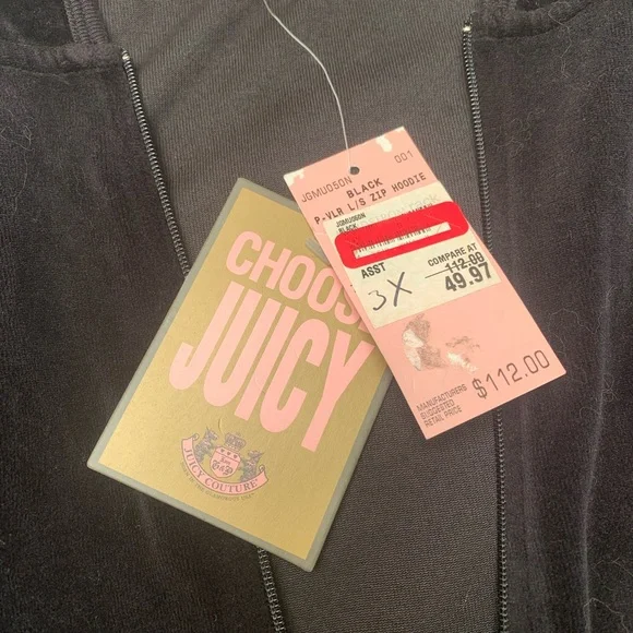 NWT Juicy Couture Classic Black Hoodie - Picture 2 of 2
